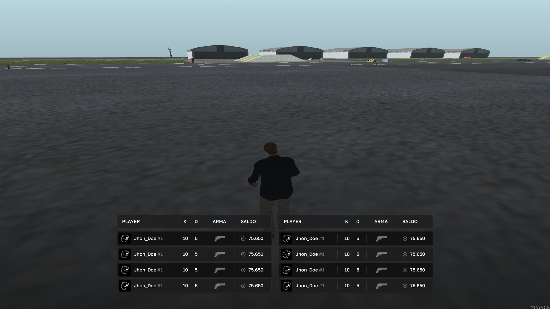 Interface do modo Campeonato - Tabela de equipes